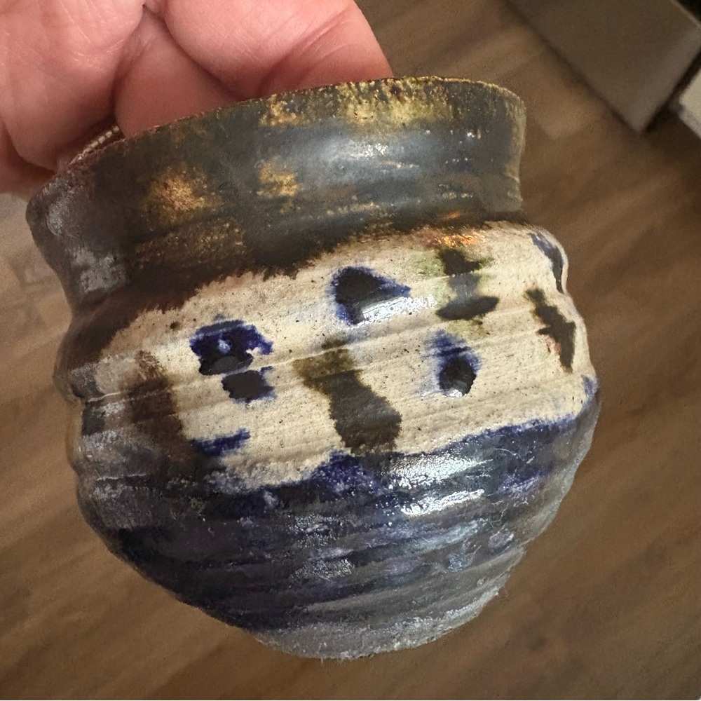 Vintage Decorative Studio Art Pottery - Raku Style Chawan - Tea Bowl - Bud Vase - Picture 2 of 9